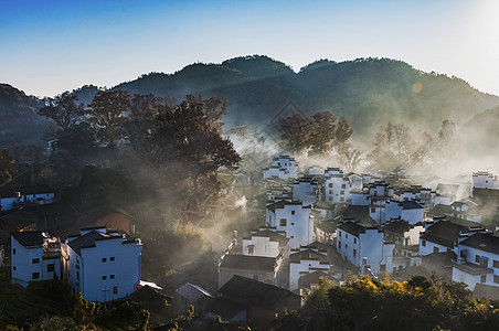 现代徽派建筑婺源金秋之歌背景