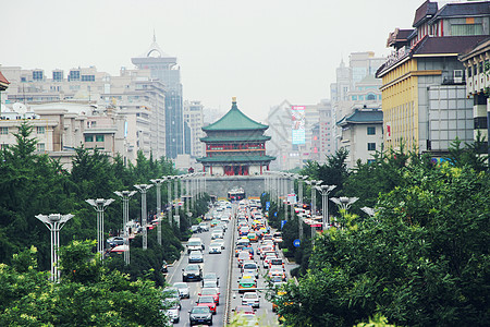 中轴对称西安中轴线上的钟楼背景