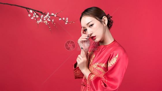 旗袍女性美妆形象图片