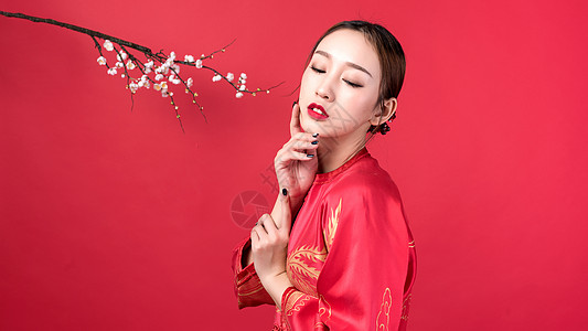 旗袍女性美妆形象图片