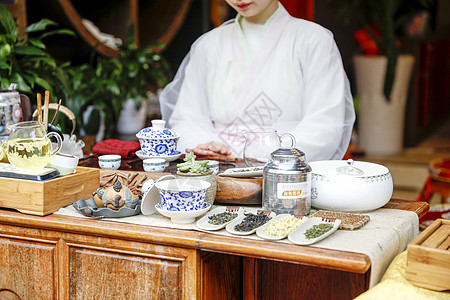 古风女子泡茶高清图片