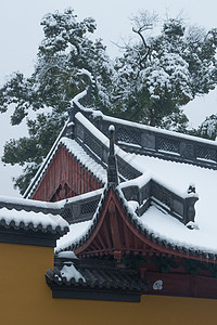 雪中的寺庙背景图片