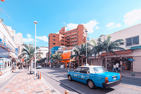 日本道路日本冲绳商业街背景