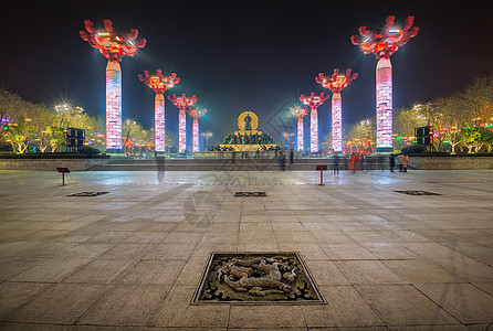 新年夜景西安大唐不夜城背景