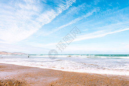 蓝色大气背景新西兰沙滩背景
