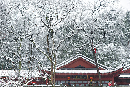 雪中的寺庙杭州雪景高清图片