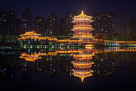 春节夜景大唐芙蓉园夜景背景