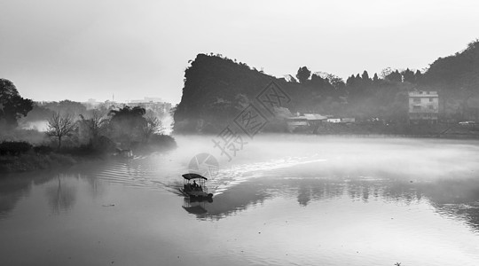 桂林插画烟雨漓江背景