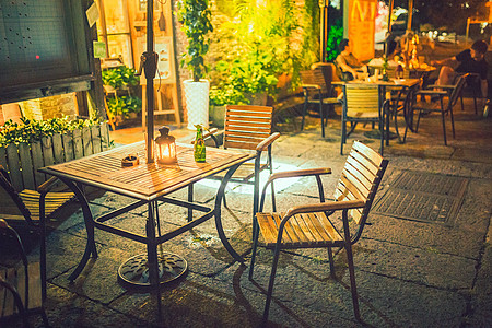 夜色咖啡馆露天咖啡馆高清图片