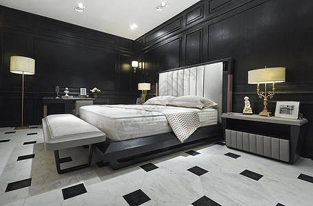 现代黑白卧室室内空间展示背景
