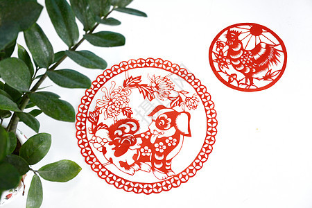 春节新年剪纸窗花背景图片