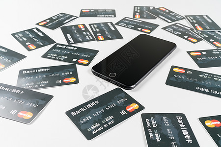 消费金融手机信用卡摆拍背景