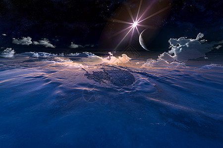 月夜冰河图片