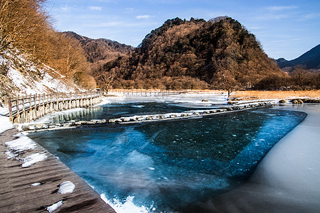 大雪景冬天的神农架大九湖背景