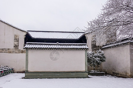 雪中浙江海宁盐官古城景区图片