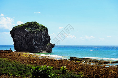 太平洋海岸线台湾垦丁船帆石背景