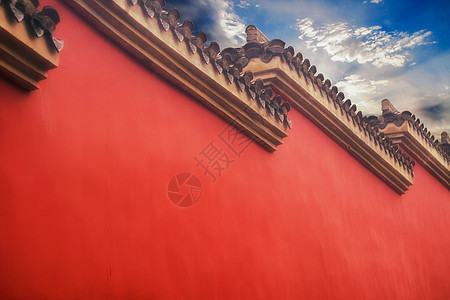 寺庙红色砖墙图片