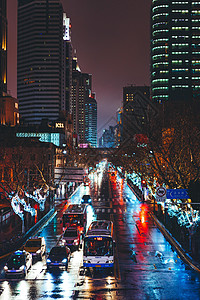 城市道路夜景高清图片