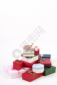 节日购物车礼物盒图片