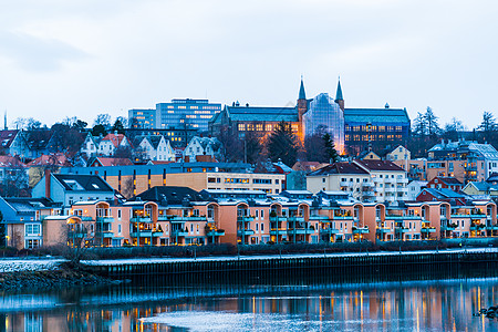 挪威城市北欧的城市风光背景