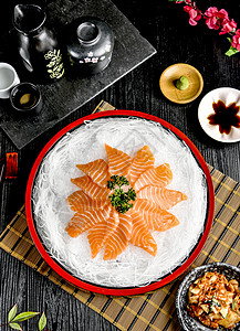 寿司三文鱼刺身背景图片
