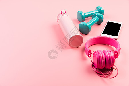 女性粉色健身静物背景背景图片