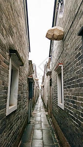 古镇古村的石板路及房屋建筑背景图片