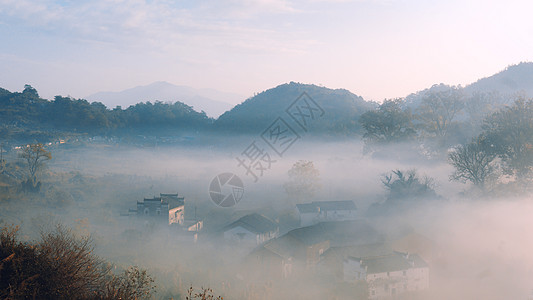 婺源石城晨雾图片