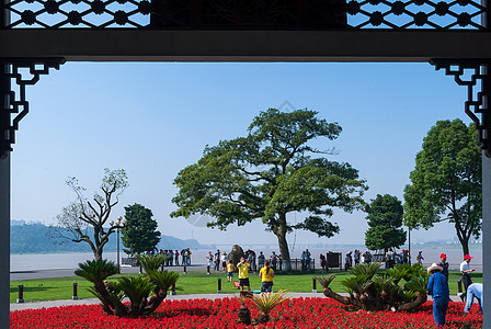 花形边框湖南长沙橘子洲头景区风景背景