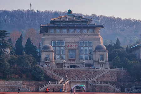 樱花季武汉大学老教学楼背景