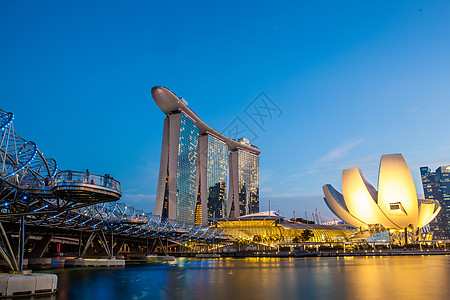 新加坡夜景新加坡金沙酒店背景