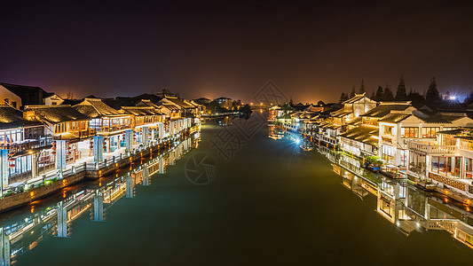 上海朱家角古镇夜景背景图片