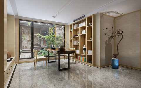 新中式书房效果图图片