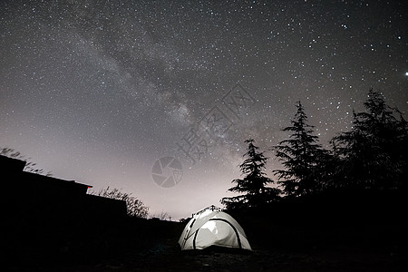 户外探险星空下的帐篷设计图片
