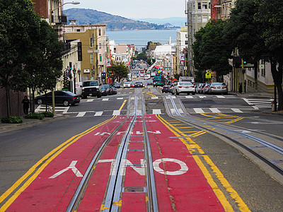 美国66号公路旧金山街道斜坡背景