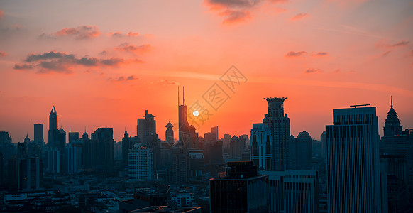 上海外滩城市日落高清图片