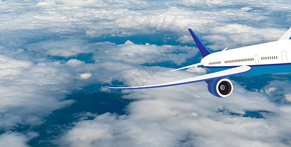 云层上的飞机航天科技设计图片