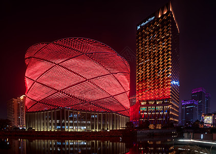 红灯笼建筑武汉汉秀剧场背景