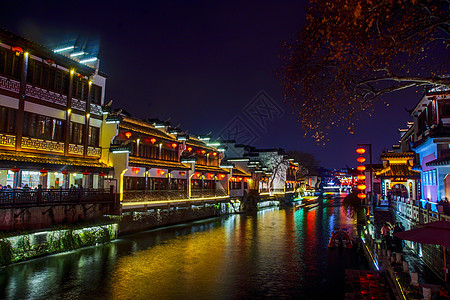 夫子庙一角  南京秦淮河夜景背景