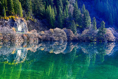 秋天九寨沟海子背景