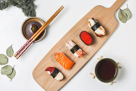 三文鱼籽极简日料寿司刺身图背景