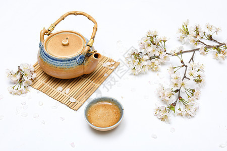 樱花和日式茶具图片