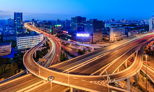 上海城市高架桥夜景背景图片