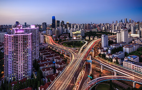 上海城市高架桥夜景背景图片