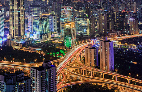 上海城市高架桥夜景图片