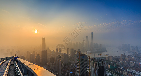 城市夜景全景上海城市日出风光背景