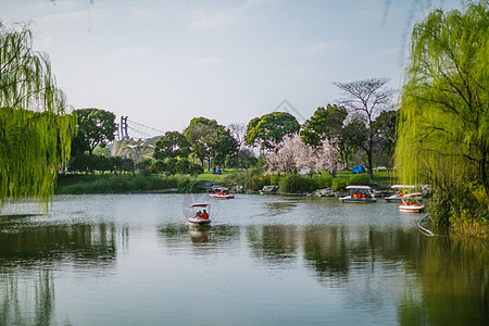 暖场活动春游划船背景