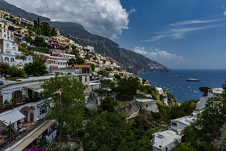 意大利著名旅游小镇阿马尔菲海岸线波西塔诺背景