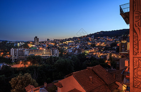 欧洲古镇日落夜景图片