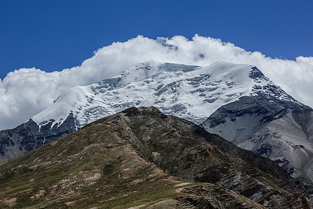 雪山山峰西藏高原上矗立的山峰背景